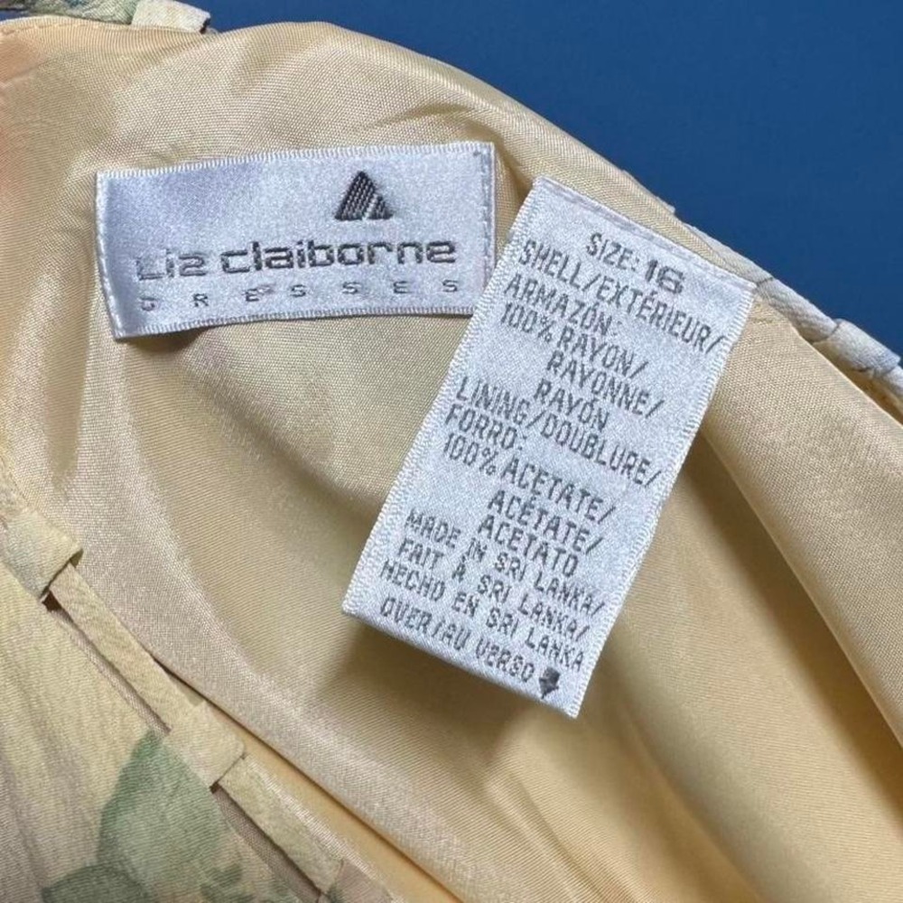 Vintage Floral Shift Dress Women's Size 16 Liz Claiborne Yellow Dainty Cottage - Picture 6 of 8